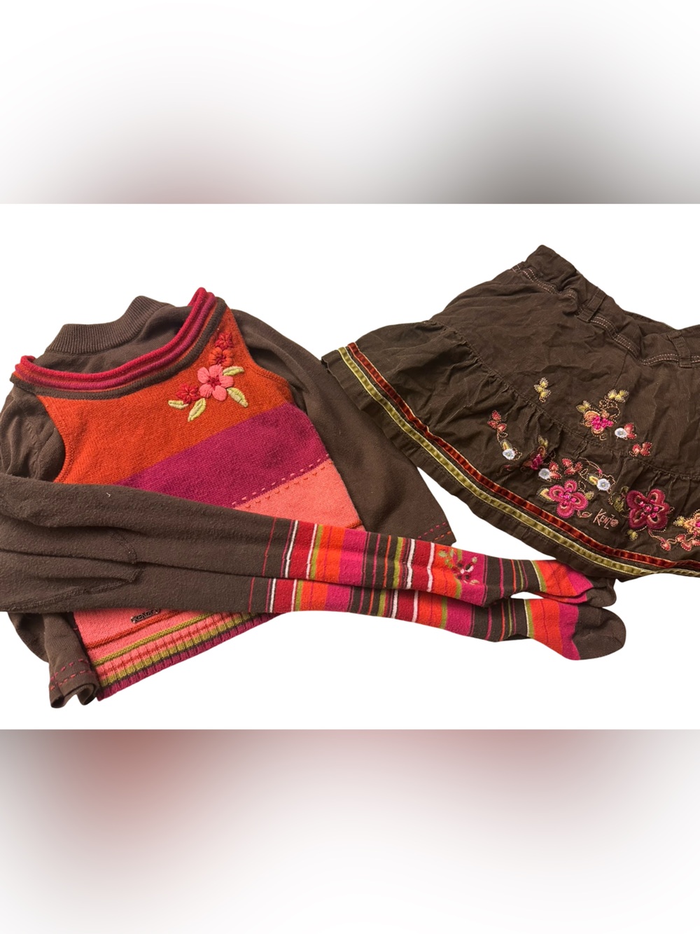 Kenzo Kids 3 piece matching Sweater, skirt and tights size 4A tights 25/26